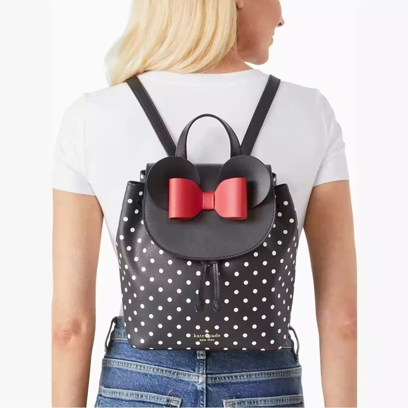 NWT Disney X Kate Spade New York Minnie Mouse Polka Dot Black White Red Backpack - Picture 1 of 11
